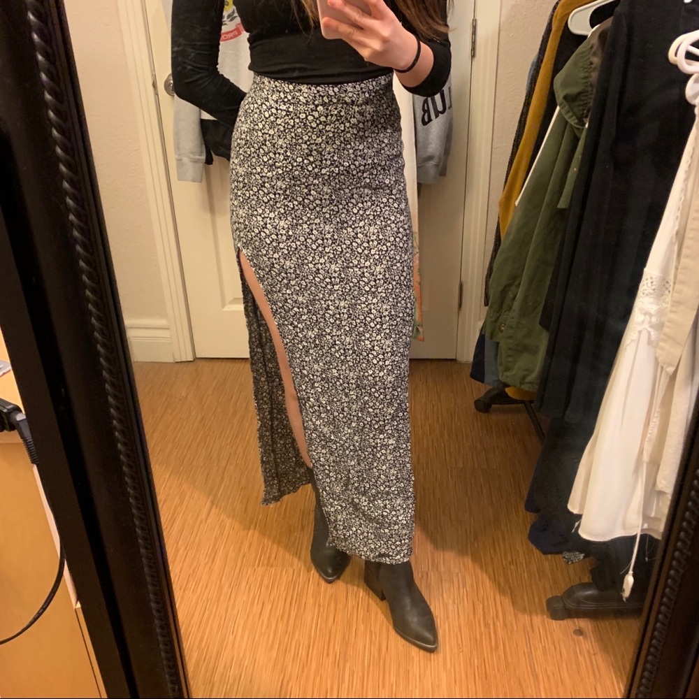 Floral Maxi Skirt with Slit